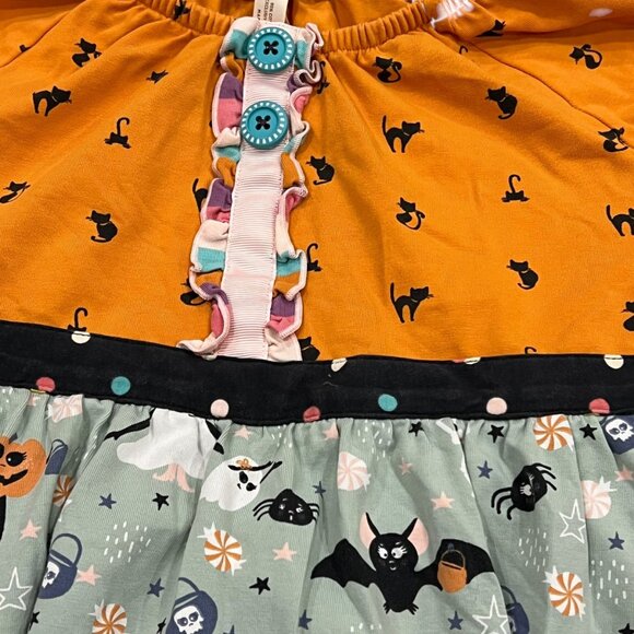 Matilda Jane Halloween Cat & Ghost Shirt Size 5 Orange & Green Cotton Blend - Picture 2 of 4